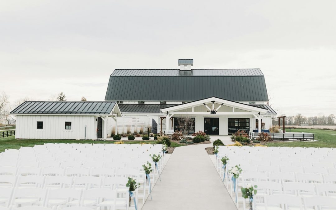 rustic barn wedding venue with outdoor setup
